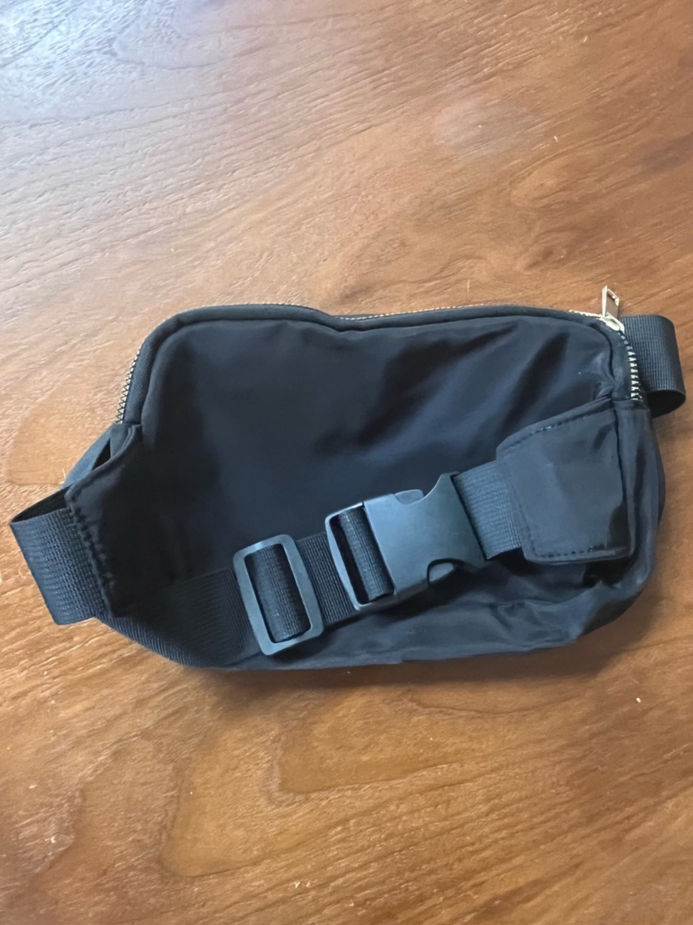 Black Crossbody Fanny Pack with Gold Zippers - Picture 3 of 6